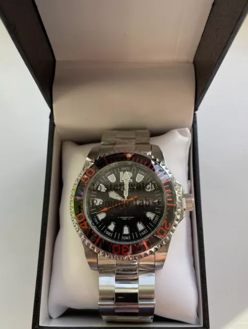 Men's akribos xxiv ak947 diver style day date stainless steel bracelet watch store