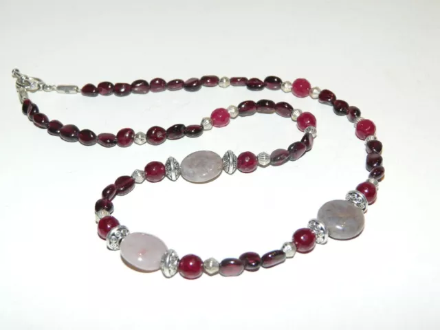 Collier ras du cou pierres véritables agate grenat jade rouge UNIK