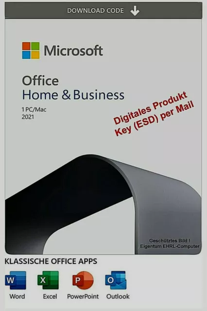 Microsoft Office Home & Business 2021 | 1 PC / Mac | Dauerlizenz | ML | DE | ESD