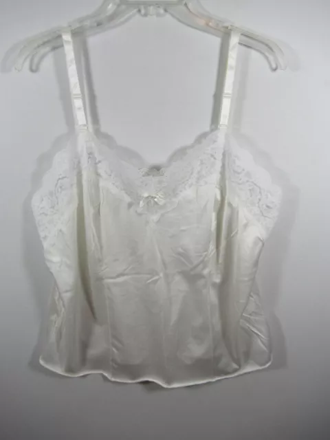 Vintage Satin & Lace Camisole Plus Size 46 White Nylon