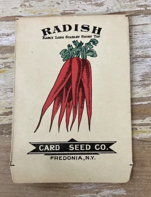 Vintage farm Card Seed Co. Fredonia NY Radish empty packet color litho frameable