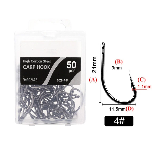 50 Hameçons EWG Pour Pêche Au Bass – Lot De 5 Tailles (2, 1, 1/0, 2/0, 3/0) Avec étui