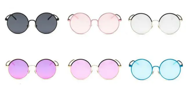 Occhiali da sole Round Glasses 400 UV Telaio Metallico Specchiato