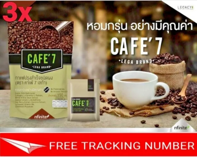 3x CAFE' 7 LEGA Coffee Arabica Weight Lose Accelerate Fat Burning 10 Sachets