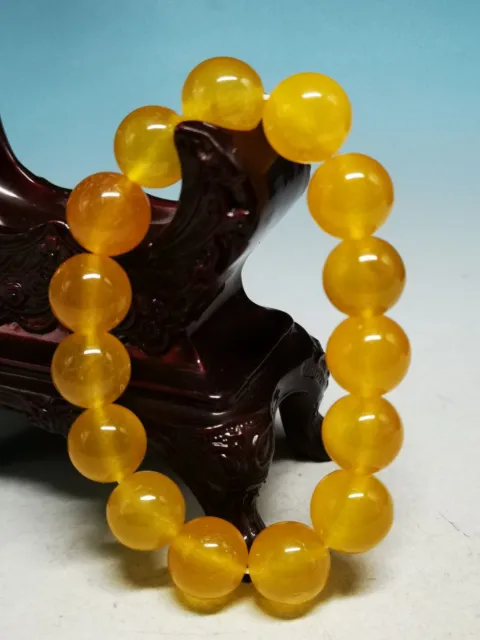 Quality Superior Exquisite Natural Chinese Yellow Jade Beads Bracelet B04