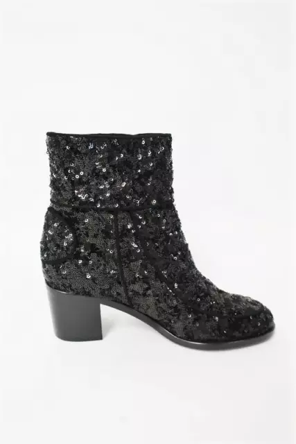 Laurence Dacade Babacar Sequin Boots Black Size 38.5 Double Buckle Mid-Heel NEW 2