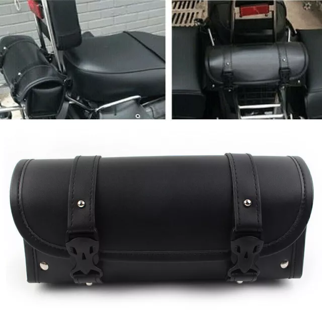 Universal Black PU Leather Motorcycle Side Saddle Bags Storage Fork Tool Pouch