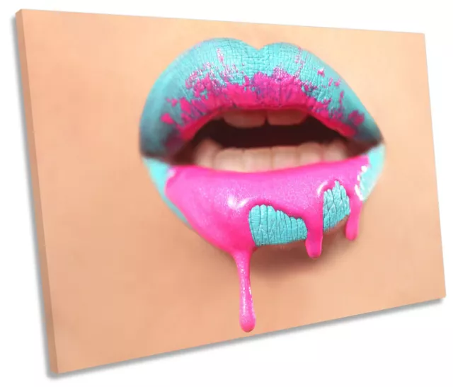 Lips Drip Fashion Lipstick Picture SINGLE CANVAS WALL ART Print