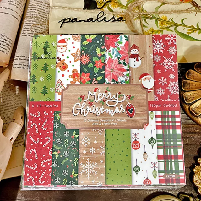 24x Christmas Paper Pad Floral Scrapbooking Album Junk Journal Card Diary DIY 2