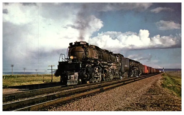 Two Union Pacific 4884 Big Boys In 1969.Vtg Railroad Postcard*B2