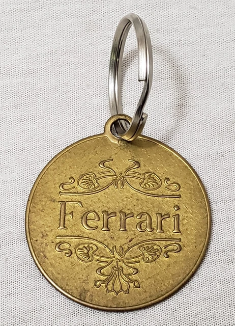 Vintage 1978 Lowell Sigmund Brass Ferrari Keychain 70s Italian Luxury Sports Car