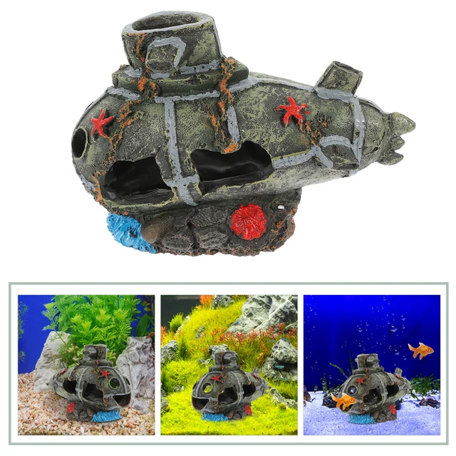 Submarine Wreck Aquarium Ornament Decoration Fish Tank Pirate Ship