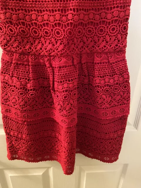 Peek Kids Tessa Tiered Lace Dress Red Girls Size Medium 6-7 NWT 3