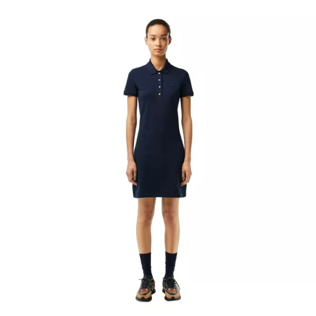 Lacoste Dress Stretch Cotton Pique Polo Short Sleeve Navy Blue Size 36 / Small