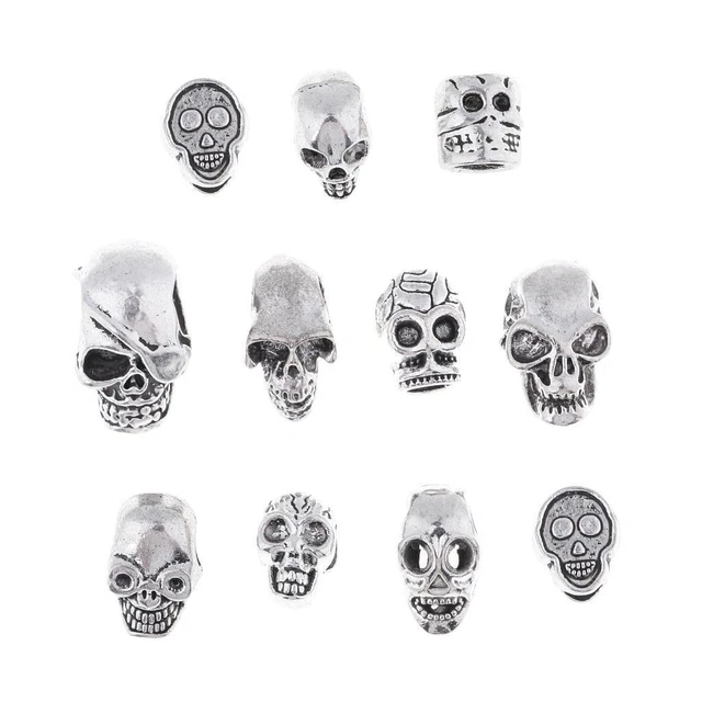 11x Halloween Skull Big Hole European Bead Charms for DIY