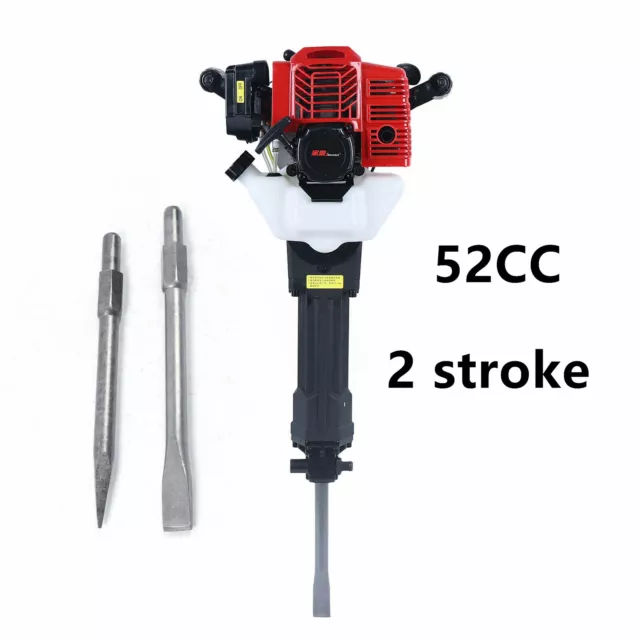 52cc 1.9KW Gas Demolition Concrete Breaker Punch Drill Jack Hammer w/Chisel