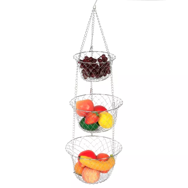 3-Tier Flower Basket Iron Wire Hanging Kitchen Gemüse Obst Organizer Basket 3