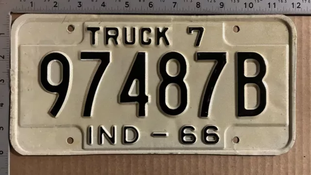 1966 Indiana truck license plate 97 487 B YOM DMV vintage pickup truck 13520