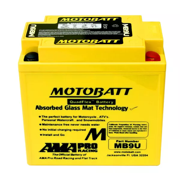 MotoBatt AGM Battery Replaces OEM YB7A YB7AA YB7LA YB7LB YB9A YB9AA YB9A2