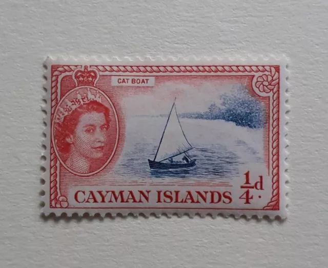 CAYMAN ISLANDS 1953 QE11 SG148 1/4d blue & red mint LH