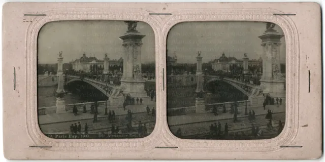 Stereophoto, Stereofoto, Diorama, Paris, Pont Alexandre III, um 1900.