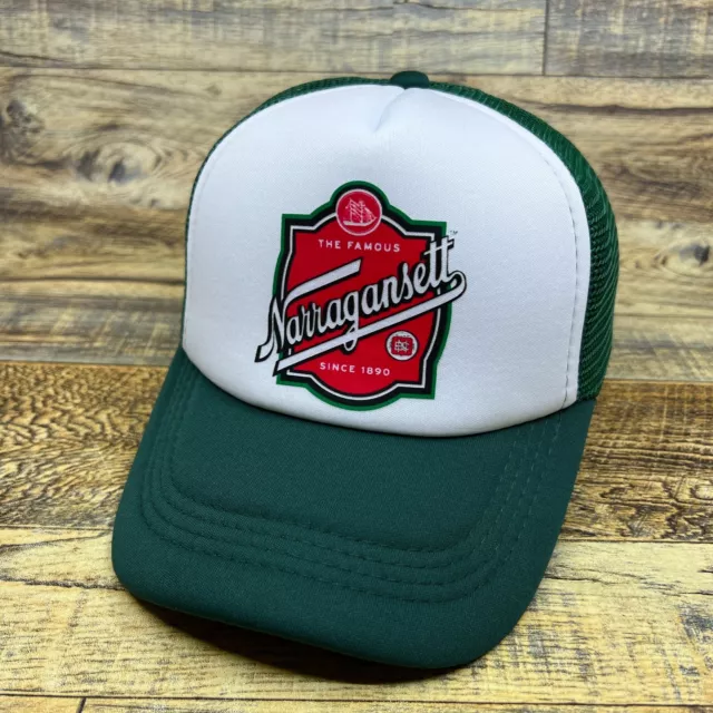 Narragansett Brewery Mens Trucker Hat Green Snapback Beer Retro Baseball Cap