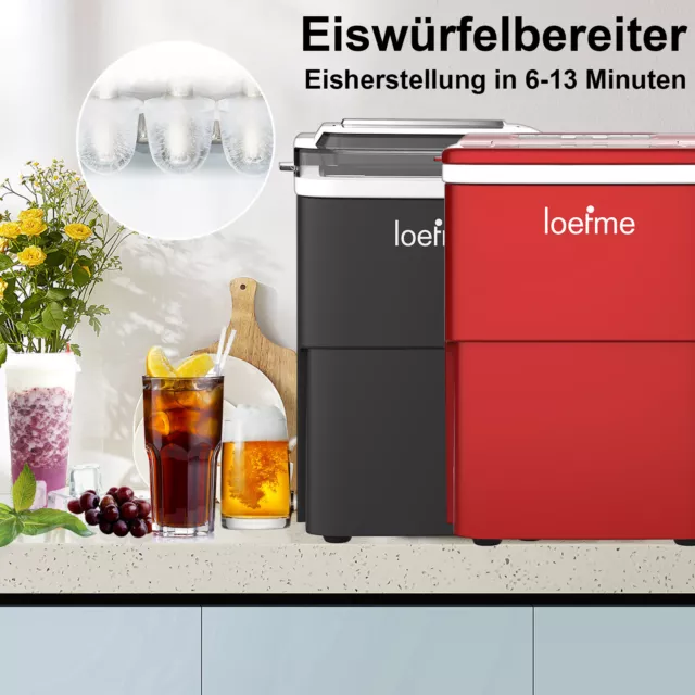 LOEFME Eiswürfelmaschine Neu 2,0L Eiswürfelbereiter Schnell Eismaschine Icemaker