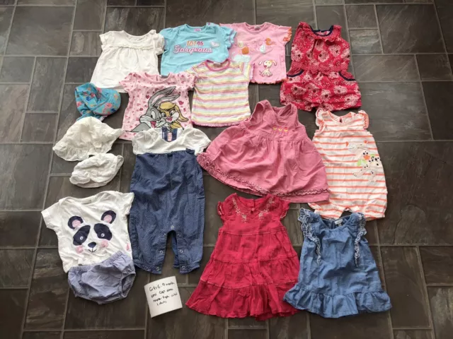 Girls Age 6-9 Months Clothes Bundle Next GAP romper Dress Outfit Tops T-shirt
