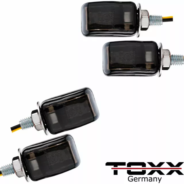 ToXx LED Miniblinker Microblinker Blinker Motorrad Schwarz 4 Stück E-Prüfzeichen