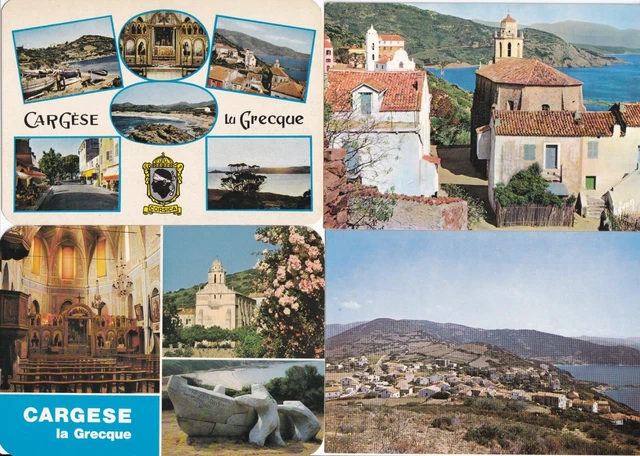 Lot de 4 cartes postales postcards 10x15cm CARGESE CORSE 3