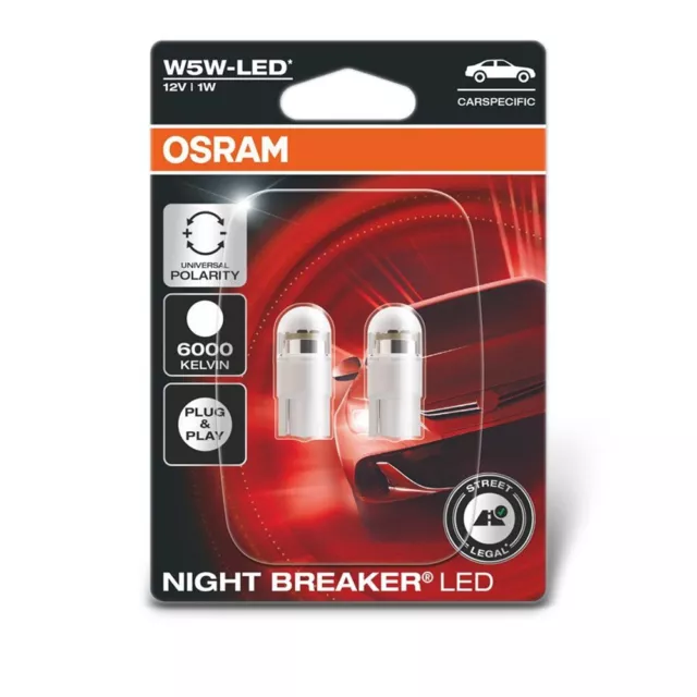 2x Osram Night Breaker W 5W LED omologazione stradale * 6000K 2825DWNBC-02B