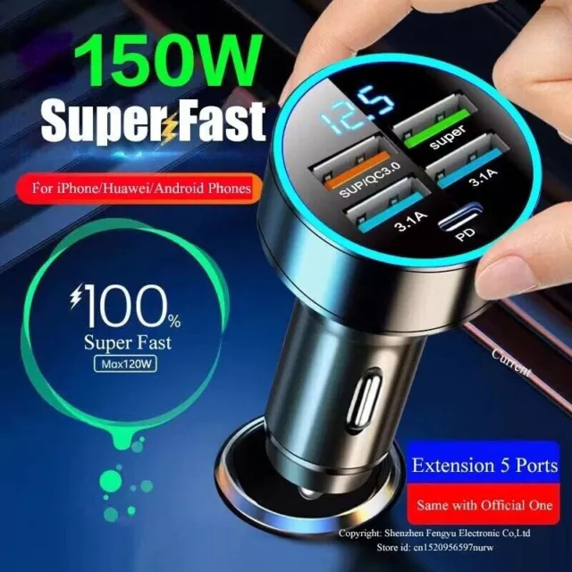 4 USB Port Super Fast Car Charger Adapter for iPhone Samsung Android Cell Phone