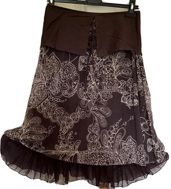 Jupe Ample Ethnique En Coton Dentelle Beige - Marque CIENPORCIENT Taille M (38-40) - Très Bon état Occasion