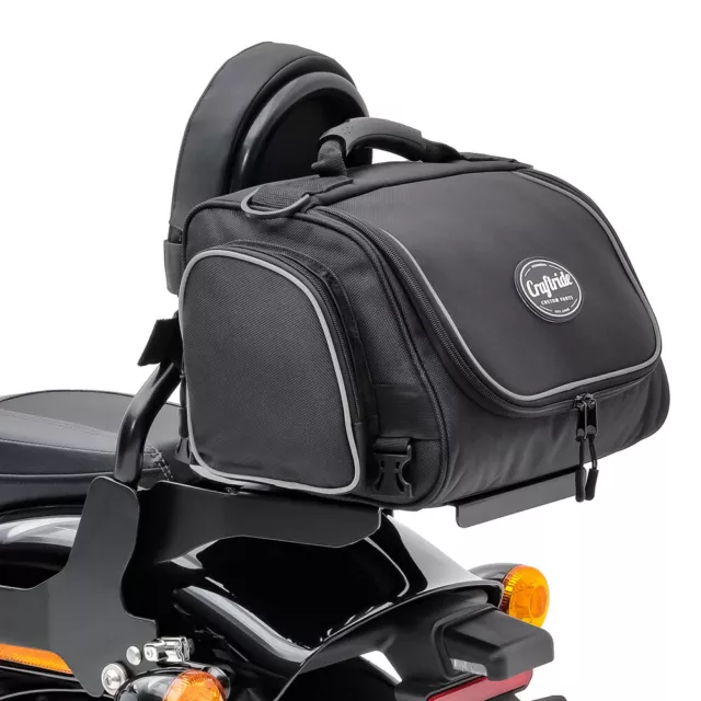 Moto Sissy Bar Sacoche arrière Craftride TM2 en noir 14L