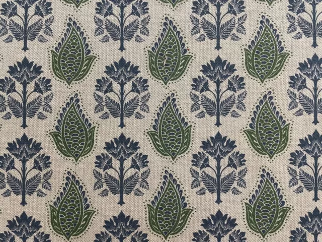 Petite Agar Morris Linen INDIGO GREEN Fabric Curtain Blind Upholstery Craft