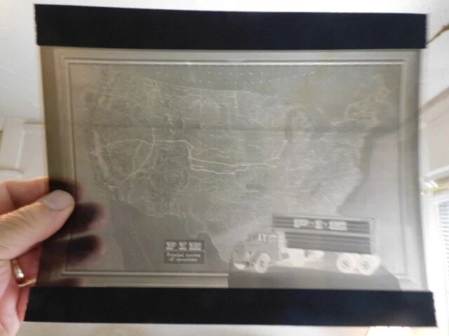 1951 Large Vintage Negative Pie Pacific Intermountain Express Trucking Route Map