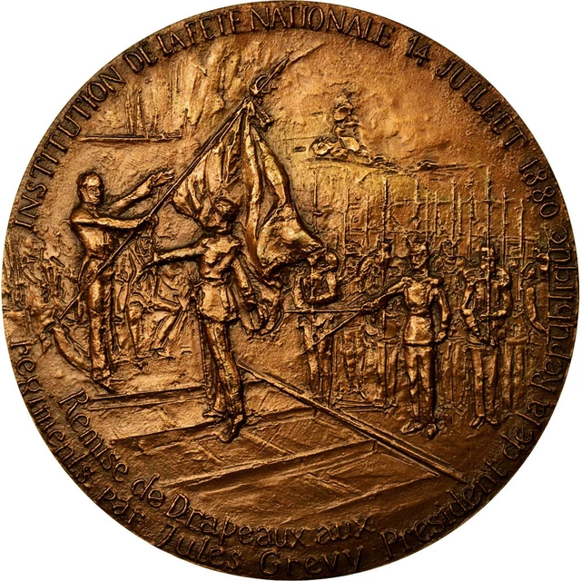Médaille Bronze – Institution De La Fête Nationale 14 Juillet 1880 – 71mm, 194g