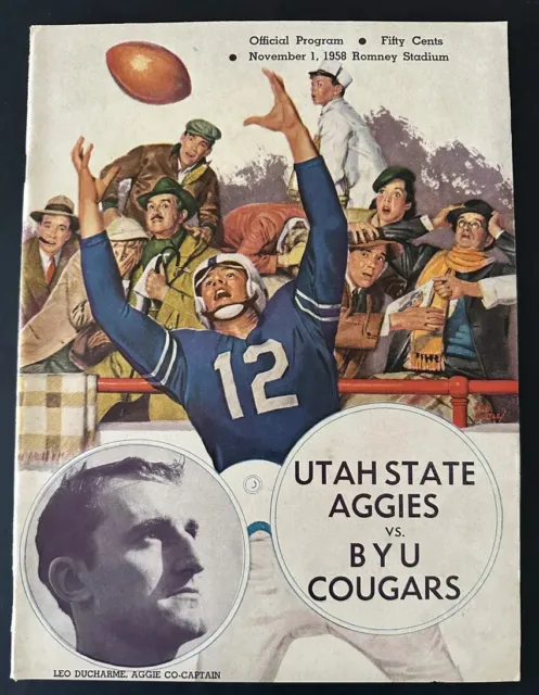 1958 Utah State vs Brigham Young (BYU) College Football Program  Leo Ducharme