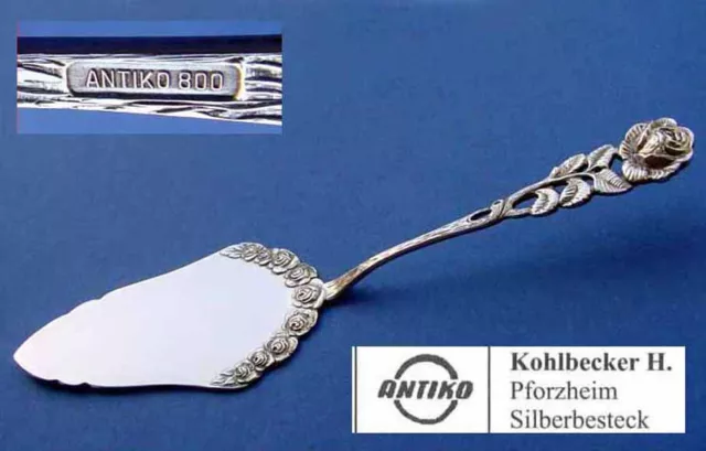 1 From 2. Old Cake Server ANTIKO Rose Decoration Hildesheim 800er Silver B698