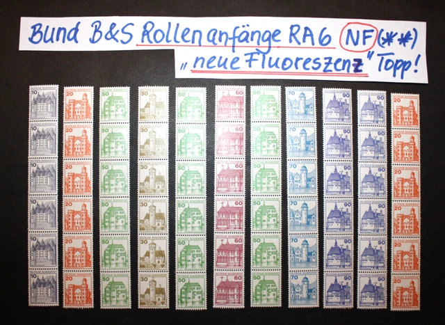 Bund B&S 11 ROLLENANFÄNGE RA6 alle NEUE FLUORESZENS  Rollenmarken TOPP!!