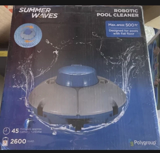 SUMMER WAVES ROBOTIC Cordless Rechargeable Swimming Pool Vacuum Cleaner