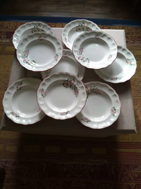 Lot de 8 Assiettes creuse faïence demi porcelaine K&G Lunéville  BADONWILLER