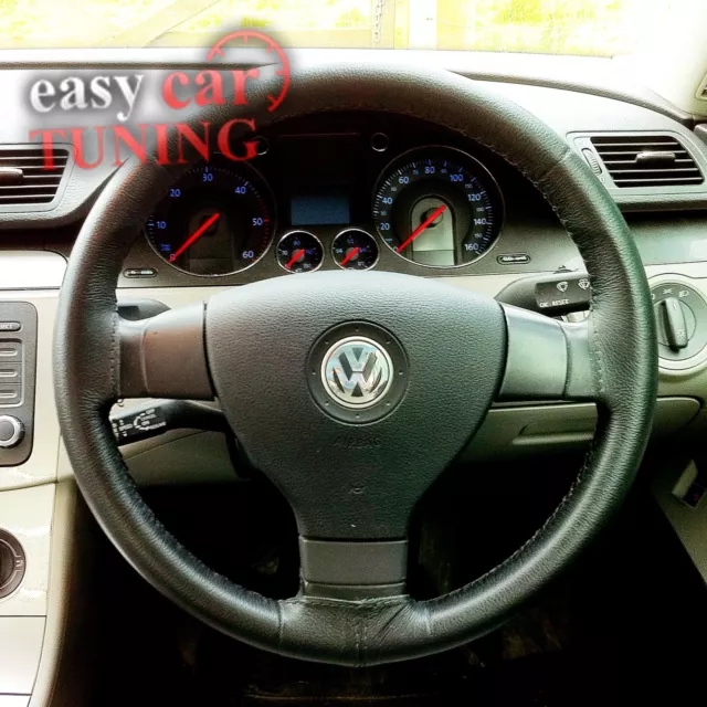 For Vw Golf MK5 03-09 black real genuine Italian leather steering wheel cover