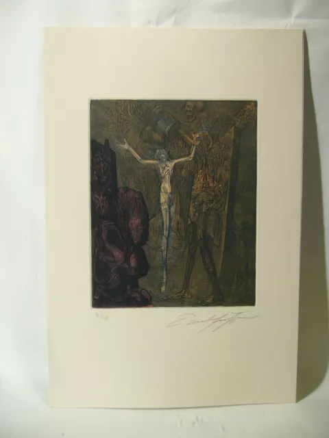 Ernst Fuchs Radierung Totenglocke Akt Erotik Nude Wien Phantastischer Realismus