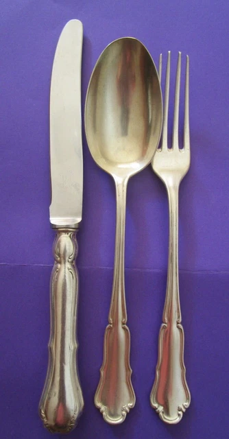 Wilkens 800 Silber Besteck 3 Teile, Dresdner Barock, Menue-, Messer,Gabel,Löffel