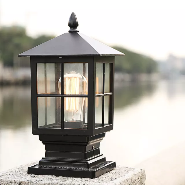 Outdoor Post Pole Light Glass Garden Patio Driveway Yard Lantern Lamp Fixture