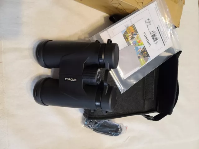 Vorome Roof Priam Binoculars 10x42 Neck Strap Carrying Bag  Black NEW OPEN BOX