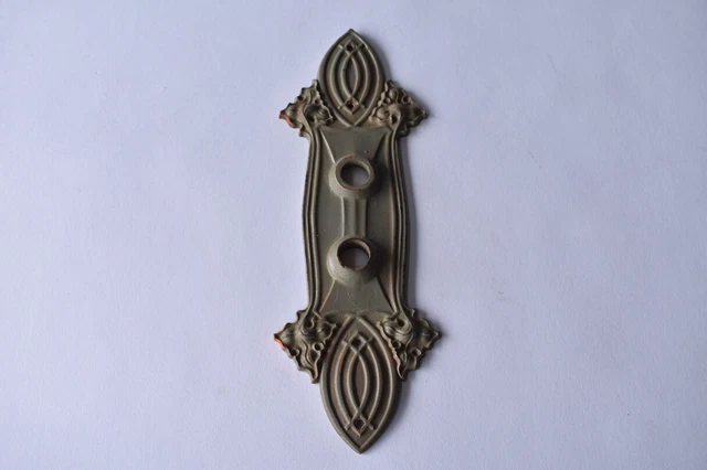 Sullivanesque Cast Bronze Door Knob Backplate Escutcheon Louis Sullivan Antique 2