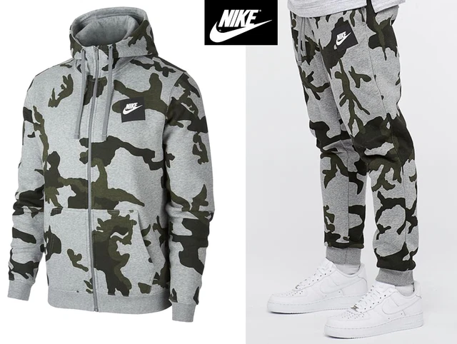 NIKE CAMO AOP Club Hoodie SLIM FIT Tracksuit Bottom Fleece Camouflage 29.99 PicClick UK