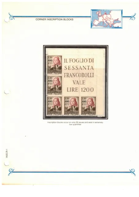 AMG FTT Trieste Inscription Block of 5 PERUGINO MNH on Bush Album Page